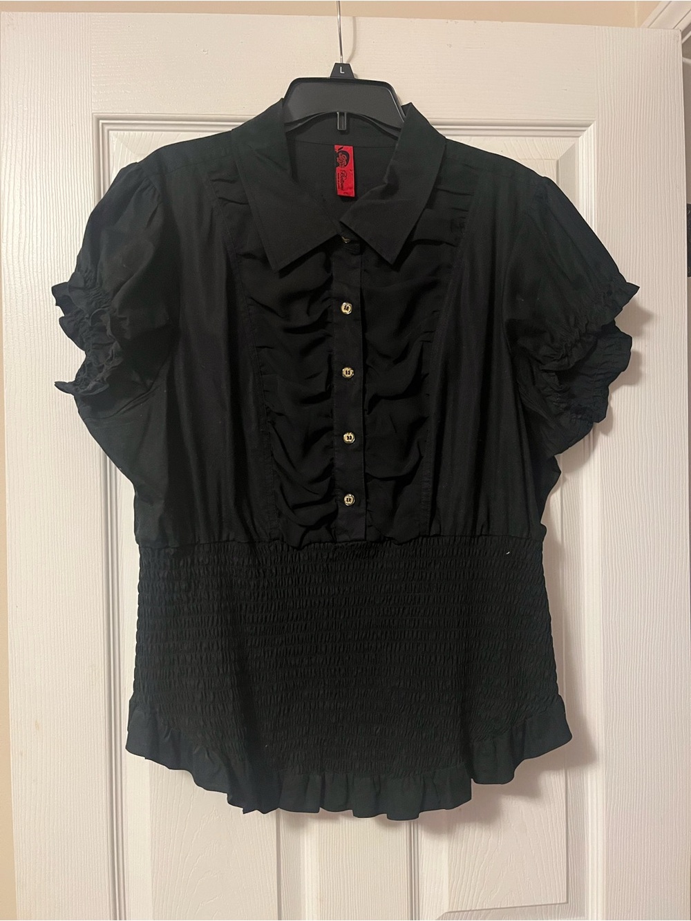 Apple Bottom Plus Size Black Ruffled Button-Front Women’s Top Size 2X